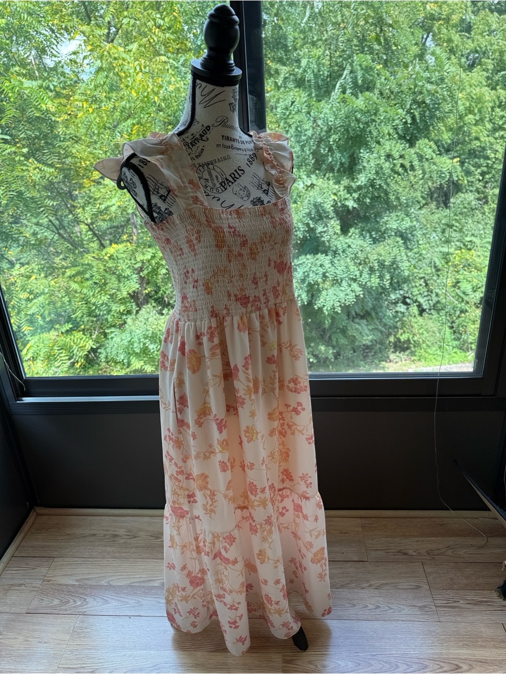 FRENCH CONNECTION BOHO MAXI PEACH FLORAL DRESS - Picture 10 of 13